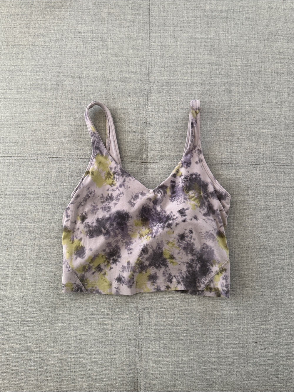 Lululemon Tie-Dye V-Neck workout Cropped Tank Top - grey/Olive Size 4